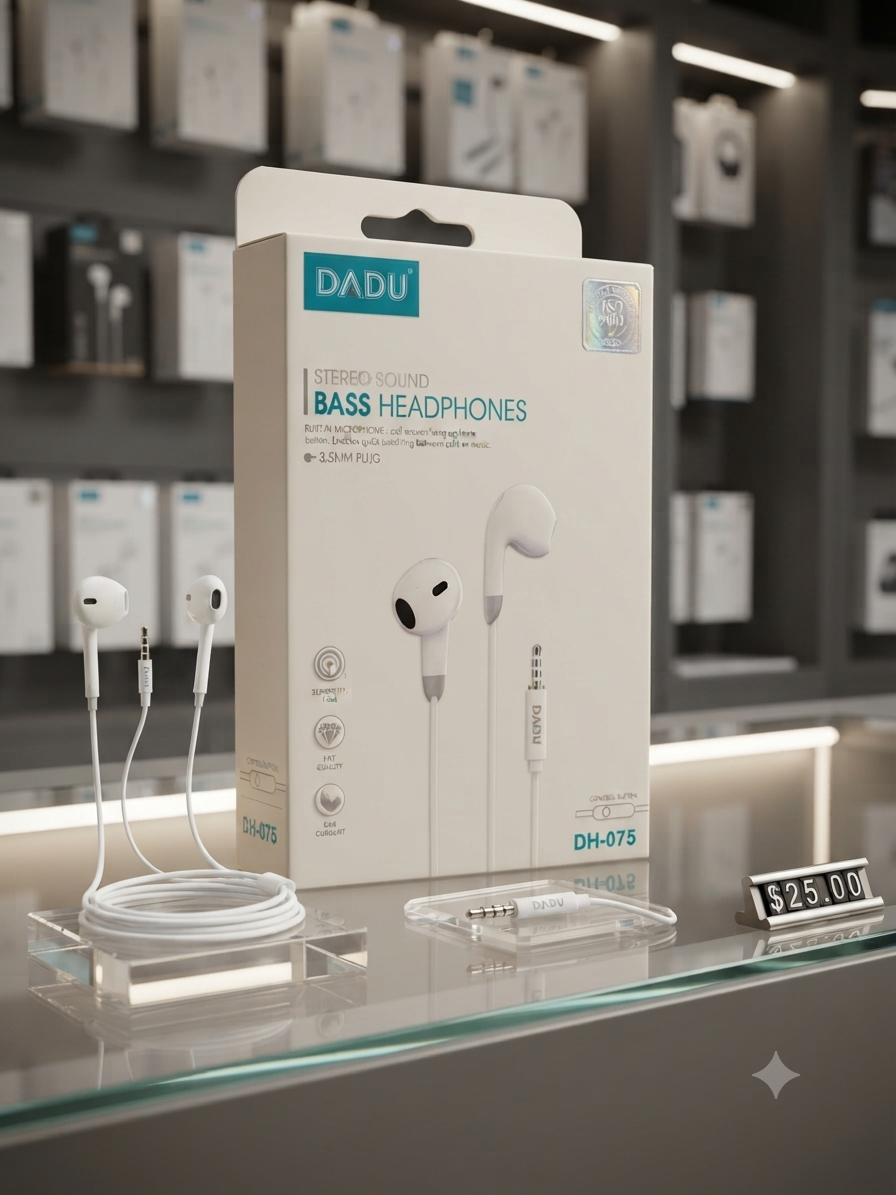 سماعة أذن سلكية AUX من DADU Stereo Sound Bass Headphones (مخرج 3.5mm) موديل DH-075 من MT mobile