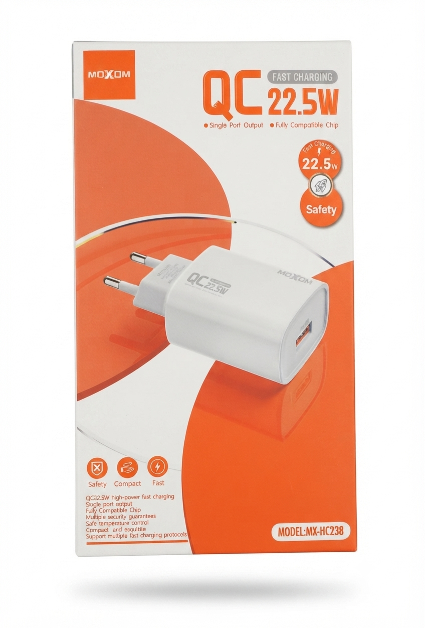 شاحن MOXOM السريع QC 22.5W - موديل MX-HC238 متوفر الآن لدى MT Mobile