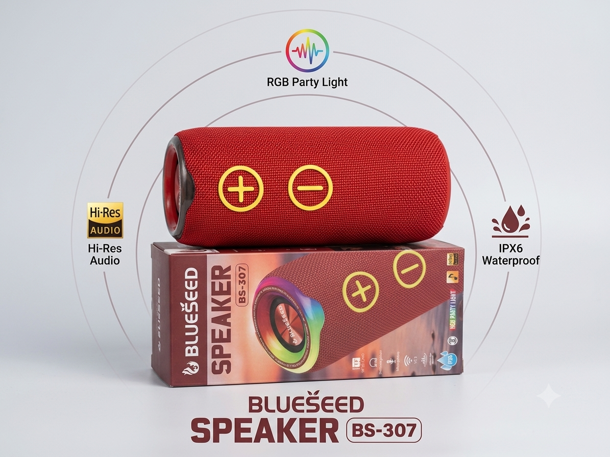 اسم المنتج: سبيكر بلوتوث محمول بلوسيد أحمر BLUESEED BS-307 Portable Speaker (Red) من MT Mobile