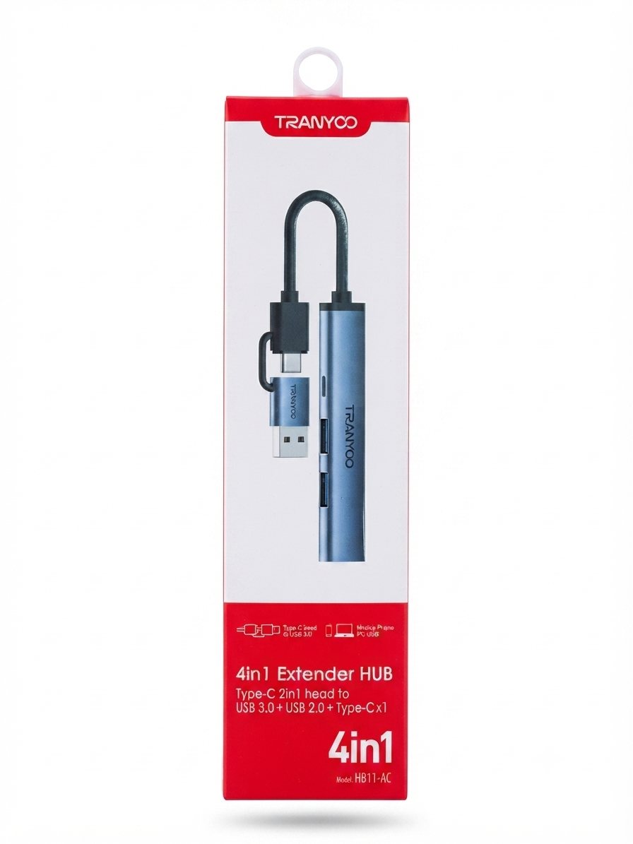 موزع TRANYOO HB11-AC (4 في 1) - النوع Type-C و USB من Empty Mobile