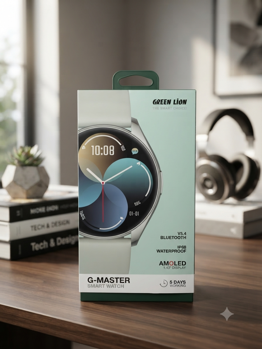 ساعة ذكية Green Lion G-Master بشاشة AMOLED ومقاومة للماء IP68