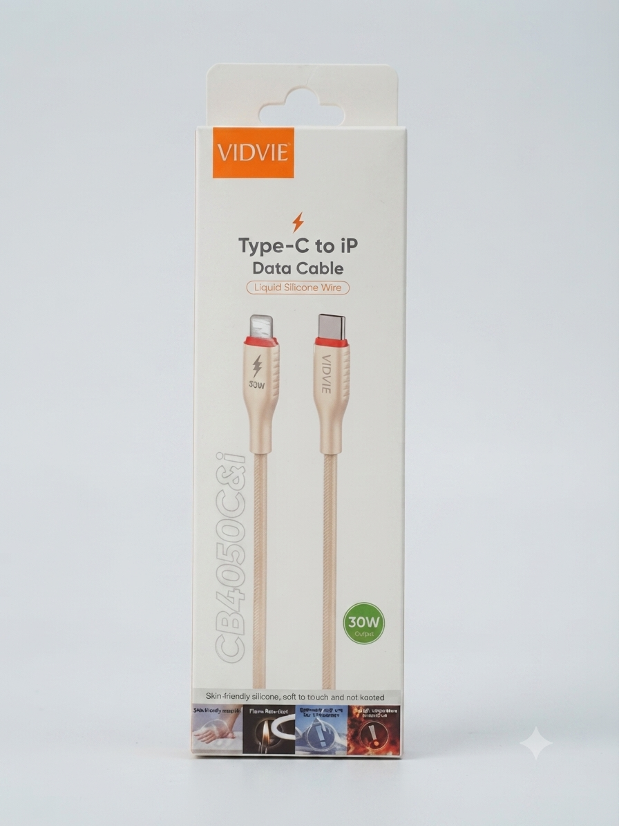 كيبل VIDVIE سيليكون سائل Type-C to Lightning بقدرة 30 واط (موديل CB4050C&i)