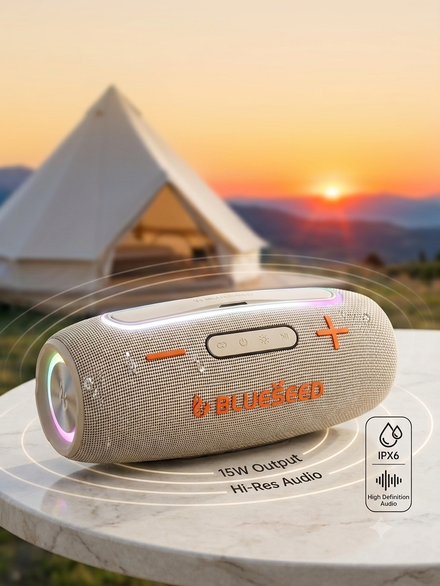 سبيكر بلوتوث محمول بلوسيد بيج BLUESEED BS-312 Portable Speaker (Beige) من MT Mobile