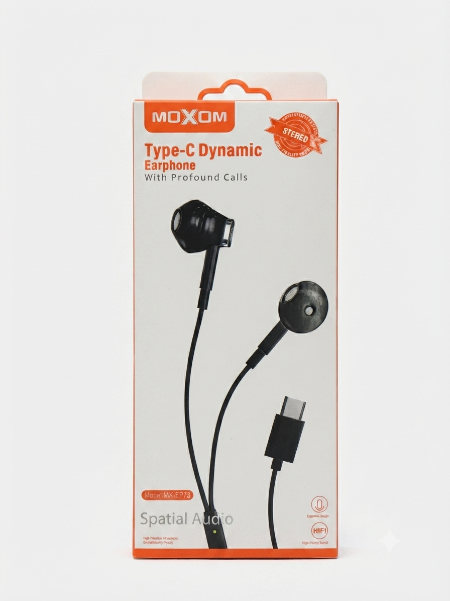 سماعات أذن MOXOM Type-C Dynamic Earphone موديل MX-EP73 - من MT Mobile
